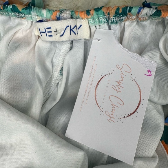 She + Sky Blue and Green Plunge Sundress   A39 - Picture 12 of 13